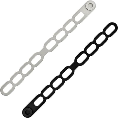 Set van 2 Universele Zwarte en Grijze Klei Pot Bevestigingsbanden, Minimalistische Dekselhouders voor Potten, Siliconestraps Geschikt voor Opberging van Gordijnen en Kampeermatten