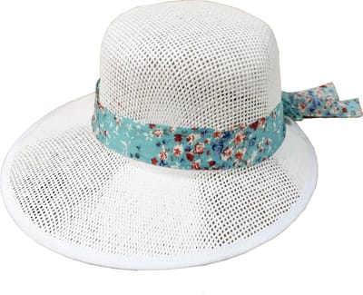 Dames Zomerhoed Audrey - Wit met Lichtblauw Lint - Maat 56 - Vakantiehoed