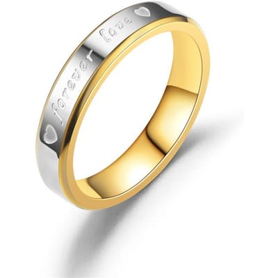 Romantische voor altijd liefde Brief Paar Ringen Voor Mannen Vrouwen Roestvrijstalen Ringen Trouwverlovingsringen Jubileum Sieraden Cadeau 9 beige