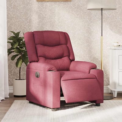 vidaXL - Fauteuil - verstelbaar - elektrisch - stof - wijnrood