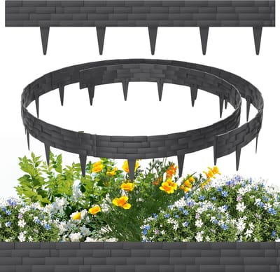 Gazonranden Kunststof - Bloembedranden Palissaden - Tuin Afscheiding Creëren - Flexibel Vormbaar Materiaal - 10 Meter Lengte - Antraciet