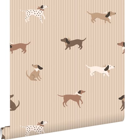 ESTAhome behang honden beige en bruin - 50 x 900 cm - 131901