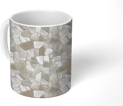 Mok - Koffiemok - Mozaïek - Stenen - Beige - Mokken - 350 ML - Beker - Koffiemokken - Theemok