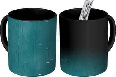 Magische Mok - Foto op Warmte Mokken - Verf - Turquoise - Abstract - Magic Mok - Beker - 350 ML - Uitdeelcadeautjes