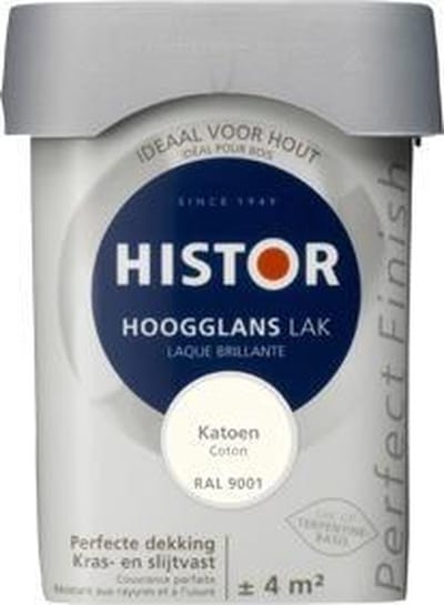 Histor Perfect Finish Lak Hoogglans 0,25 liter - Katoen (Ral 9001)