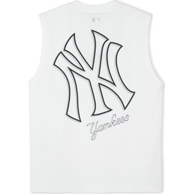 MLB New York Yankees SS24 Logo Print Ronde Hals Casual Los Sport Lichtgewicht Ademend Mouwloos Vest Unisex Vesten Off-White 3ATKB0343-50WHS M white