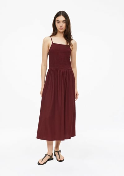 Midi Jurk Zonder Mouwen Van Jersey Met Smockdetails En Fijne Spaghettibandjes Dames s.Oliver