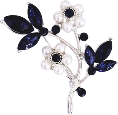 Bloemen Broche - Kristal Speld - Chique Accessoire - Vergeet-me-nietje Symbool - Zilverkleurig