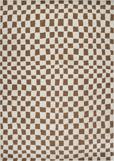 SURYA IRINA – Modern Scandinavisch tapijt met ruitpatroon – Ivoor/terracotta