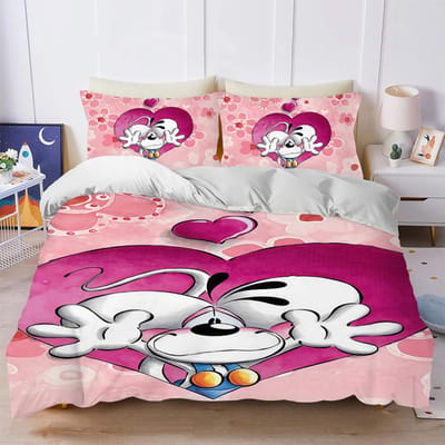 Cartoon Schattig D-Diddl Dekbedovertrek Set Zacht Wasbaar Bed 3 Delig Zomer Comfortabel Studentenkamer Huis Baby Beddengoed Besteller US Queen(228x228cm)