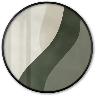 Poster in lijst Rond - Fotolijst 60x60 cm - Posters - Japandi - Groen - Abstract - Modern - Ronde posterlijst zwart - Decoratie - Wanddecoratie woonkamer - Muurdecoratie slaapkamer