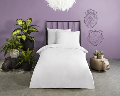 HIP dekbedovertrek effen kleur - 1 persoons 140x200/220 cm - Wit - 100% Katoen satijn