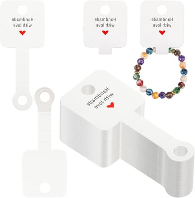 Set van 100 Zelfklevende Oorbellen Presentatiekaarten - 10 x 4 cm Witte Oorbellenkaarten voor Sieraden, Oorbellen en Haarbanden