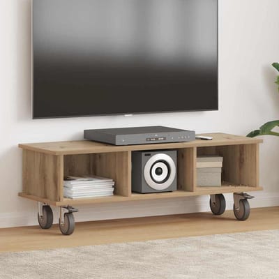 vidaXL - TV - Stand - 100 - x - 35 - x - 35 - cm - Artisan - Eiken - Bewerkt - hout