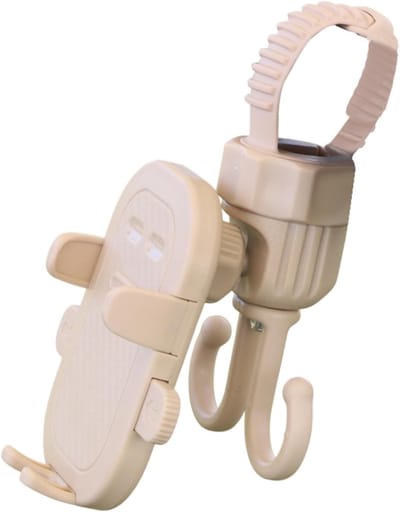Kinderwagen Telefoonhouder - Luiertas Haak - Onderweg Boodschappen - 2-in-1 Functionaliteit - 20 x 15 x 5 cm - Kaki