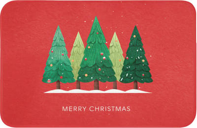 Badmat 60x40 cm - Antislip - Minimalistisch - Kerstbomen - Rood - Sneeuw - Badmatten voor badkamer - Badkamermat - Douchemat - Badkamer mat