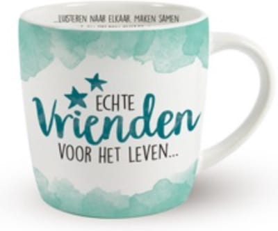 Mok - Koffie - Cadeau - Traktatie - Vriend - Beste Vriend Voor Het Leven - Keramiek - Cadeauverpakking met gekleurd lint
