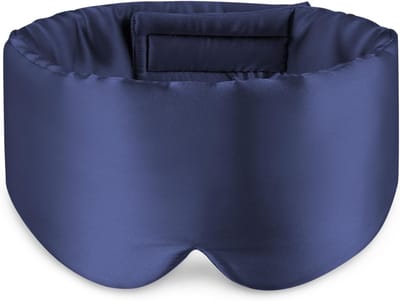 SIMIA™ Premium XL Mulberry Zijden Slaapmasker + Opbergzakje - 100% Verduisterend Oogmasker - Verstelbaar - Blinddoek - Anti-Rimpel - Cadeau Tip - Navy Donkerblauw