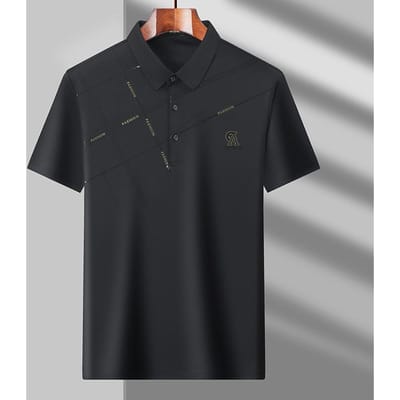 Été Nouveau Couleur Unie Décontracté Business Polo à Revers T-shirt Homme Section Fine Respirant Polyester Ammoniac T-shirt à Manches Courtes 4XL gray
