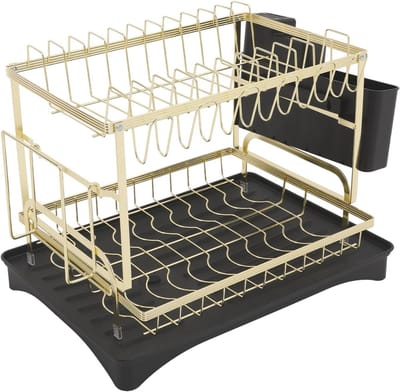 Afdruiprek met 2 niveaus voor servies, 42 x 30 x 29 cm, ideaal voor keuken, vaat en afwas, multifunctioneel en ruimtebesparend