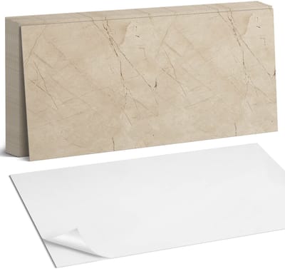Coloray Plaktegels - Elegant marmerpatroon Zelfklevende Wandtegels - 40 cm x 20 cm - Beige Plaktegels - 10 stuks - Rechthoek PVC Tegels - Plaktegels Badkamer - Vloertegels Zelfklevend - Vinyltegels Vloer Zelfklevend - Portugese Tegels