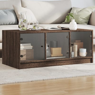 vidaXL - Salontafel - met - glazen - deuren - 102x50x42 - cm - bruin - eikenkleur