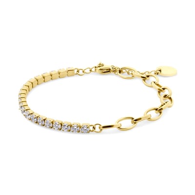 CO88 Collection 8CB-91383 – Armband Dames – Tennisarmband 3 mm Zirkonia – Goudkleurig – 16+3 cm – Cadeau voor Vrouwen