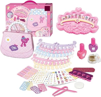 Nageldecoratie Set - Kinder Make-up - Creatief Spelen - Kindvriendelijke Lijm - 35 x 25 x 6.5 cm