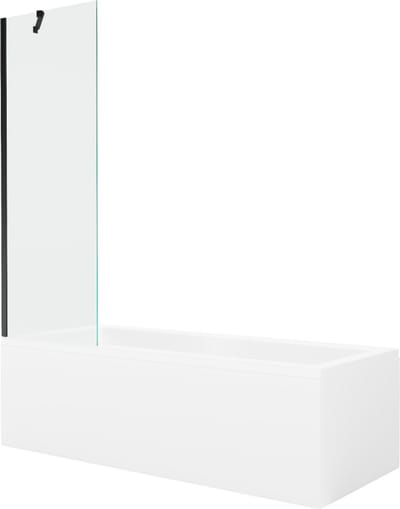 Mexen Cubik rechthoekig bad 170 x 70 met ombouw en 1-deurs scherm 60 , transparant, zwart - 550317070X9506000070