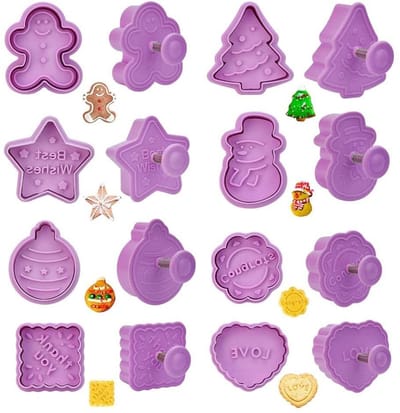 Dailygoods- Koekjesuitsteekvormpjes 3D Ontwerp - 8 Stuks - Voedselveilige Kunststof - Kerst Bakken - Duurzaam - Gemakkelijk Schoon te Maken - Koekjesvormpjes