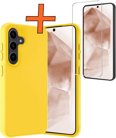 Hoes - Met Screenprotector - Geschikt voor Samsung Galaxy A56 - Sterk & Shockproof - Back Cover - Siliconen Case - Telefoon Hoes - Geel