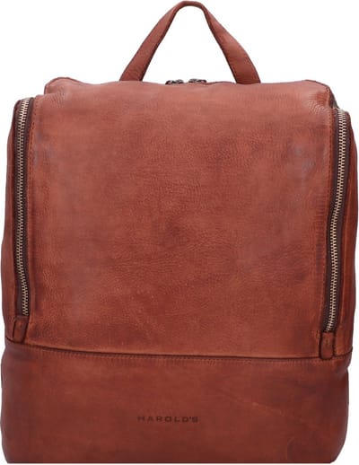 HAROLD'S Leren Laptop rugzak Rugzak met laptopvak Submarine Notebook Backpack Cognac Bruine