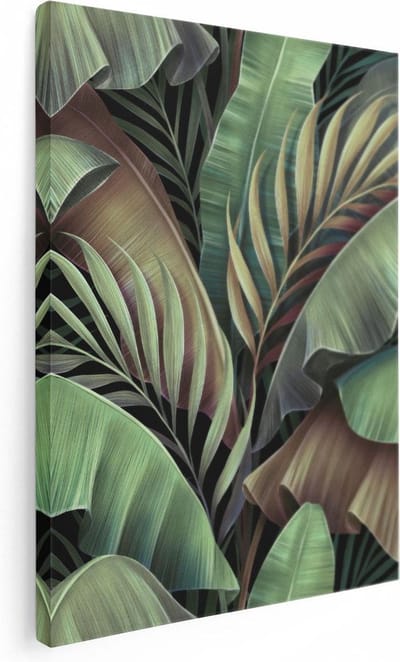 Artaza Canvas Schilderij Jungle - 30x40 cm - Klein - Muurdecoratie Botanisch - Wanddecoratie Planten - Kamer Accessoires