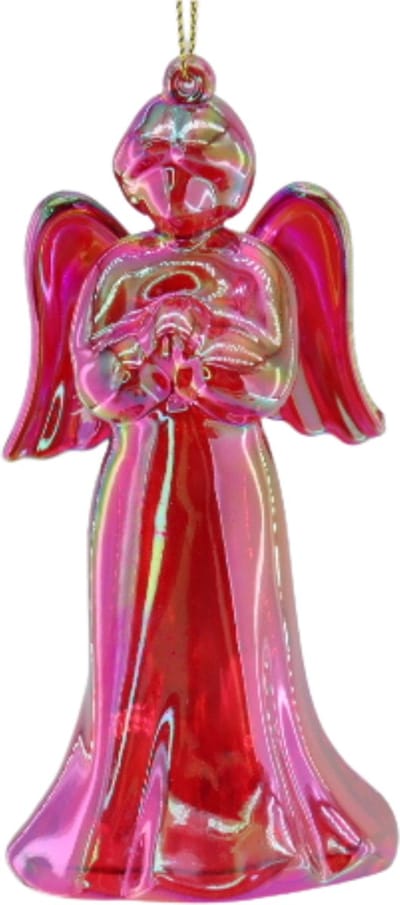 Housevitamin Rode Engel Kersthanger – Acryl Kerstboomversiering – Rode Glitter Engel Ornament – Breukvrije Kerstdecoratie – 6×5,5×11 cm