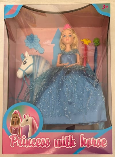 Prinsessenpop met Paard – Inclusief Haaraccessoires en Kam – 30 cm Pop & 25 cm Paard – Speelset voor Kinderen vanaf 3 Jaar