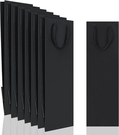 30 STKS Kraft Papier Wijn Gift Bag - Bulk Goedkope Zwarte Wijnzakken - Gift Multipack Fles Zakken - Kerstmis Bruiloft Feest - Met Gedraaide Handgrepen