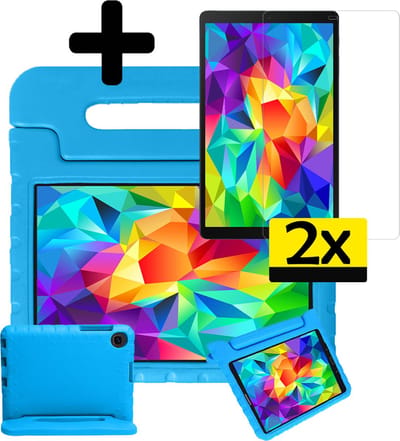 Hoes - Geschikt voor Samsung Galaxy Tab A 10.1 (2019) - Met 2x Screenprotector - Kinderhoes Shockproof Bumper - Kidsproof Case - Tablet Hoesje - Kinder Cover - Blauw