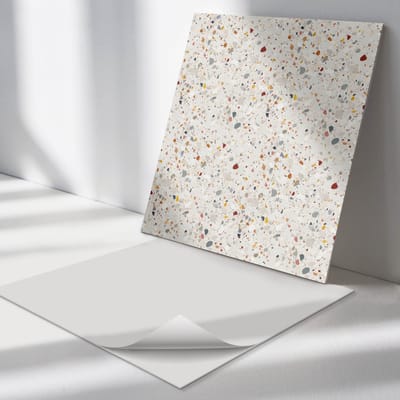 Wallfluent Vinyl Tegels - Patroon met Verschillende Vormen Vinyl Wandtegels - 30 cm x 30 cm - Beige PVC Tegels - Set van 9 - Vierkant PVC Tegels - Texturen Plaktegels - Wand PVC Tegels - Plaktegels Keuken en Badkamer