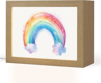 Nachtlampje 20x15 cm - Kinder lampje - Regenboog - Kinderen - Meisje - Tafellamp kinderkamer - Slaapkamer lamp - Bedlamp kinderen - Kinderlampje stopcontact - Wandlamp babykamer - Nachtlampjes