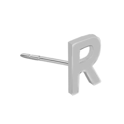 New Bling 9NB-908R - Zilveren oorsteker Letter R – Rhodium Plated – 4 mm – Per Stuk