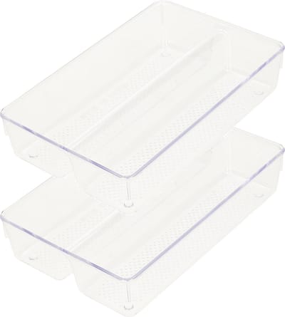 Plasticforte Lade organizer Skuff - 2x - transparant - kunststof - 23 x 15 x 5 cm - modulair - ladeverdeler