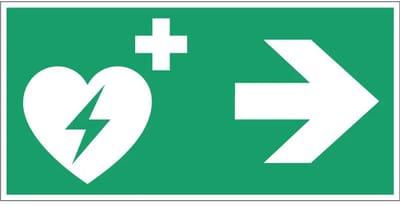 AED pijl rechts bord – E010 | gecoat dibond materiaal | 30 x 15 cm