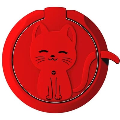 Support de Bague de Doigt pour Téléphone Portable Chat Dessin Animé Mignon Support Rond Support Téléphone pour IPhone 15 Samsung Huawei Xiaomi Accessoires de Téléphone red
