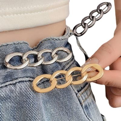 Broek Taille Verkleiner Zonder Naaien – 3 Stuks Verstelbare Alloy Waist Cincher – Jeans Taille Knop & Ketting Broche – Taille Strakker Maken voor Broek, Jas en Jurk – Zwart/Goud/Zilver