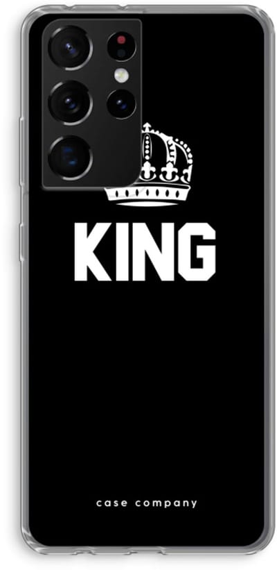 Case Company® - Hoesje geschikt voor Samsung Galaxy S21 Ultra hoesje - King zwart - Soft Cover Telefoonhoesje - Bescherming aan alle Kanten en Schermrand