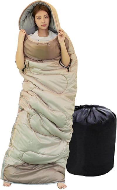 Campingslaapzak - Lichtgewicht slaapzak - Buitenavonturen - Warm en waterdicht - 190x75 cm - Khaki