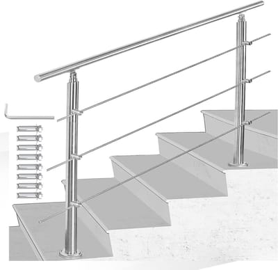 Trapleuning Roestvrij Staal - Balkonleuning Balustrade - Veiligheid Buiten - Hoekverstelbaar - 150 cm - Geborsteld