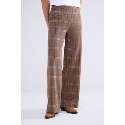 Summum Woman Wide Leg Pants Check Jacquard Caramel Coffee Größe: S | Ausgestellte Hosen Outlet | Damen | Braun
