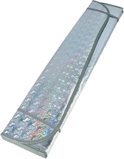 Famanu – Zonnescherm voorruit auto - 145 x 70 cm - opvouwbaar - UV-bescherming en hittewerend - duurzaam materiaal - eenvoudig te installeren op de meeste voertuigen en SUV's
