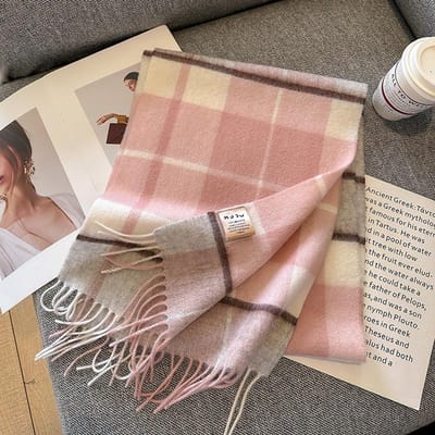 Écharpe en Laine pour Femme Cachemire de Luxe Couvertures d'Hiver Wraps Imprimé Carreaux Décontracté Pashmina Bufanda Poncho de Voyage Châles Echarpe 32x180cm gray